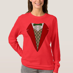 T-shirt Elf de smoking de Noël, rouge et vert