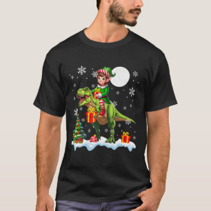 T-shirt Elf équitation T-rex sapin de Noël Lumières coloré