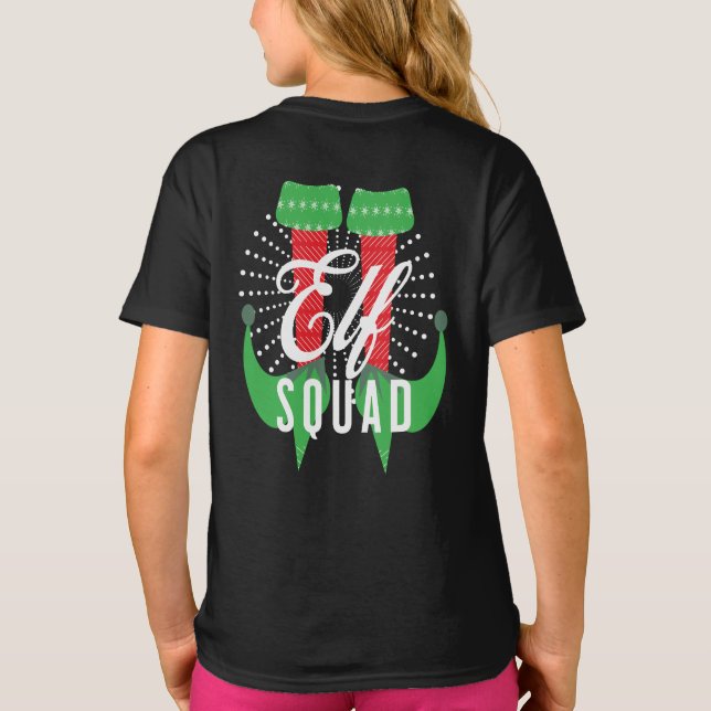 T-shirt Elf Heels Squad Noël Nom de vacances (Dos)