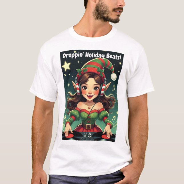 T-shirt Elf on the Decks – Droppin’ Holiday Beats (Devant)