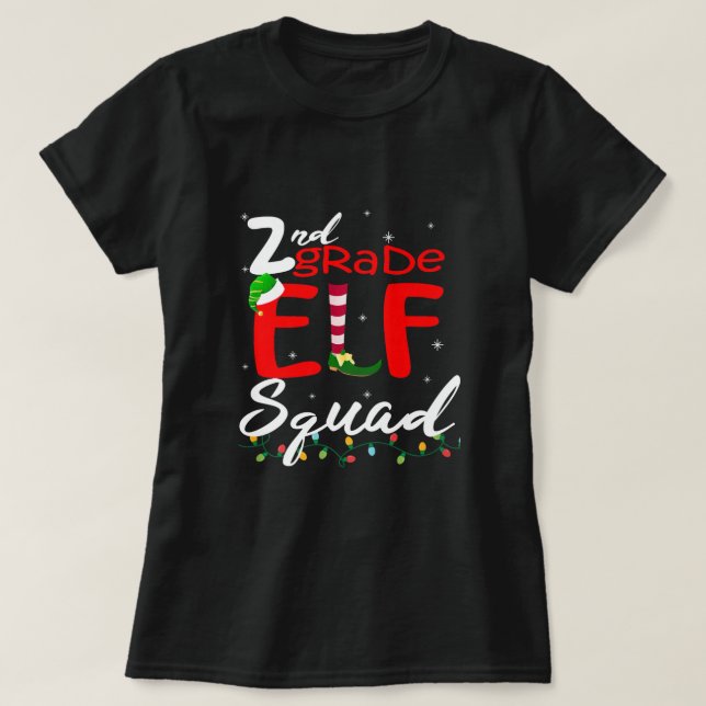 T-shirt Elf Squad Enseignant de Noël de deuxième année Top (Design devant)