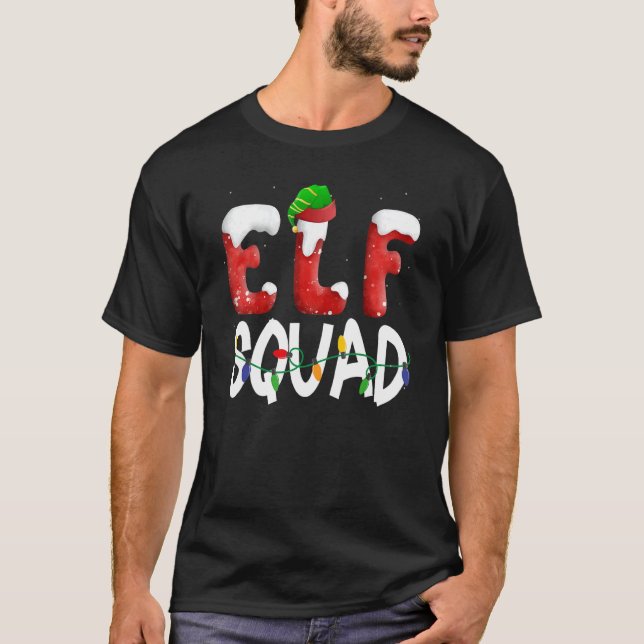 T-shirt Elf Squad Noël Correspondant Famille Enfant Garçon (Devant)
