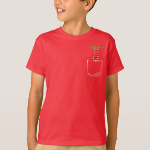 T-shirt Elf vers le bas dans une poche pointillée