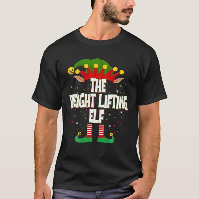 T-shirt Elfes Groupe Le Poids Lifting Elf Noël (Devant)
