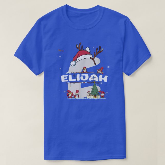 T-shirt Elijah Christmas w Elijah Nom pour les Noël drôles (Design devant)