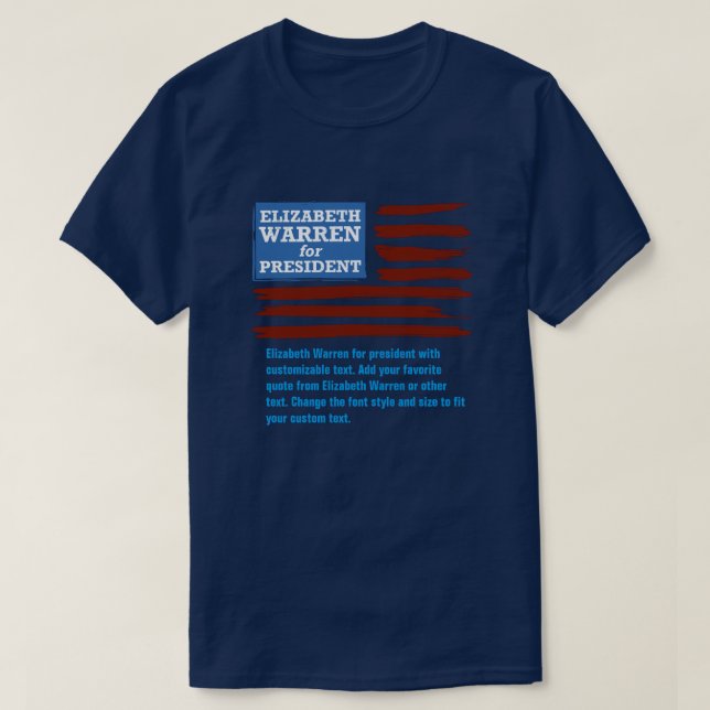 T-shirt Elizabeth Warren pour la présidence avec personnal (Design devant)