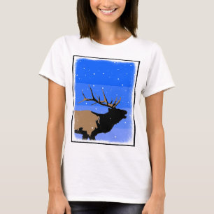 T-shirt Elk bouillonnant en hiver - Art original de la fau