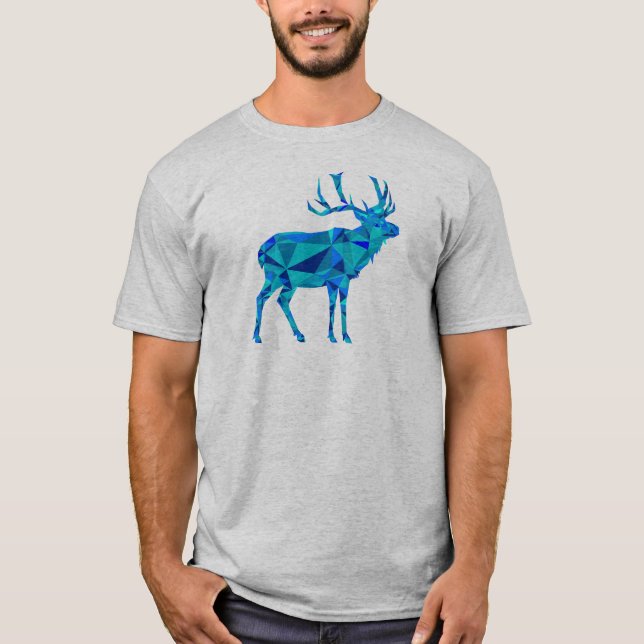 T-shirt Elk géométrique bleu (Devant)