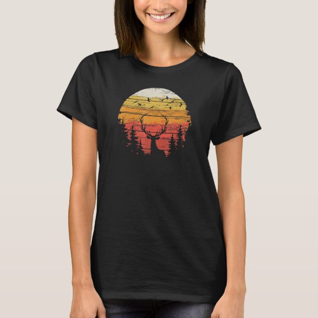 T-shirt Elk Wapiti In The Woods Mountains Wild Hunting Cam (Devant)