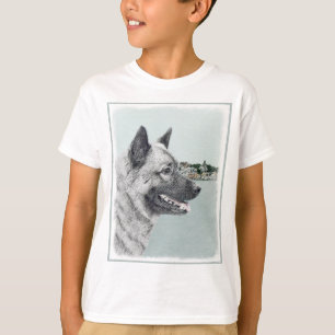 T-shirt Elkhound norvégien à la peinture de village - Chie
