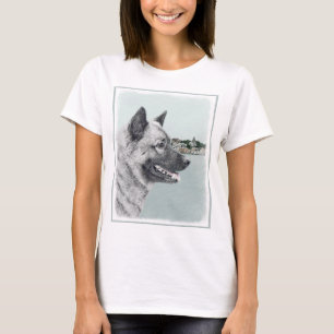 T-shirt Elkhound norvégien à la peinture de village - Chie