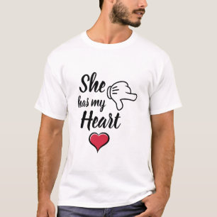 T-shirt elle a mon coeur couples Valentines