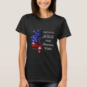 T-shirt Elle aime Jésus et l'Amérique aussi