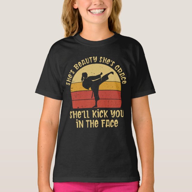 T-shirt Elle est beauté Elle est grâce Elle va te frapper  (Devant)