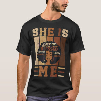 T-shirt Elle est moi forte Éduquée Noire