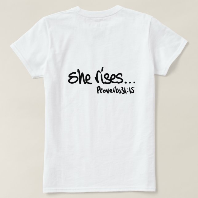 T-shirt Elle Lève Des Femmes Chrétiennes Citer Proverbes 3 (Design dos)