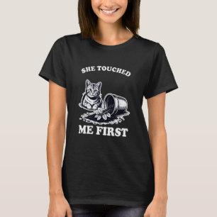 T-shirt Elle m'a touché en premier Amoureux de chat Plante