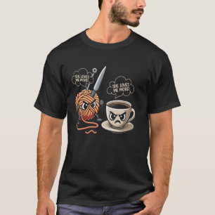 T-shirt Elle M'Aime Plus Café Fer Drôle Crocheter Croc