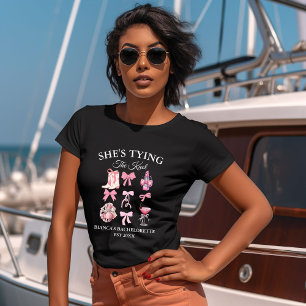 T-shirt Elle noue le nœud papillon rose Enterrement de vie