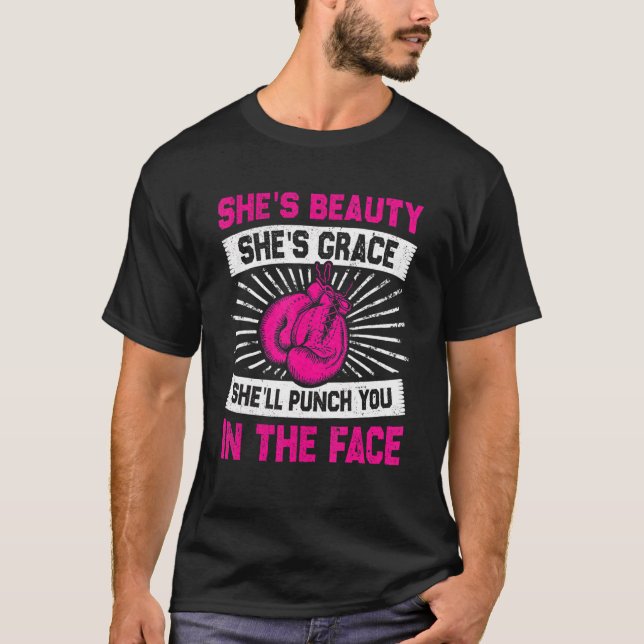 T-shirt Elle Te punira Dans La Boîte À Visage Kickboxing G (Devant)