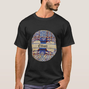 T-shirt Elliott Clan Tartan Tree Of Life Scottish Nom De F