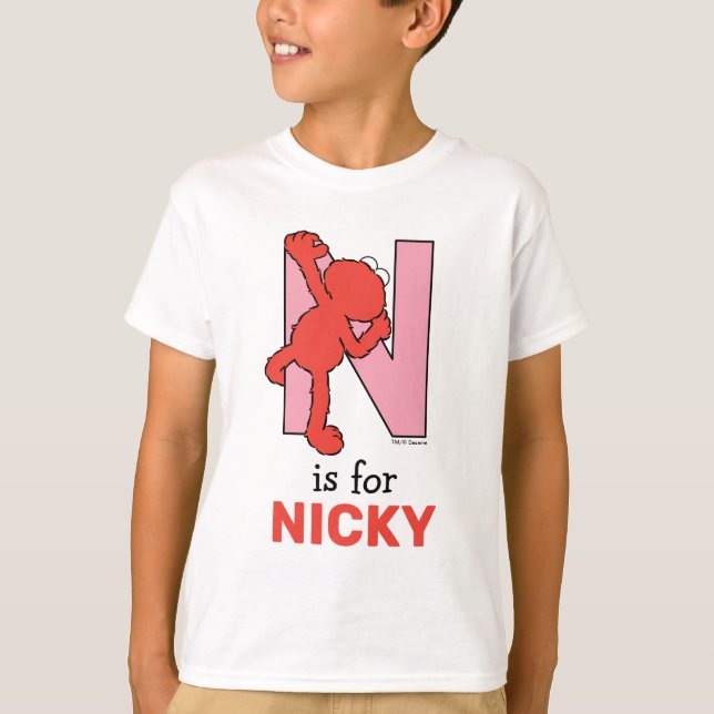 T-shirt Elmo Alphabet | N rose (Devant)