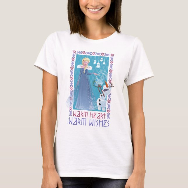 T-shirt Elsa et Olaf| Coeur chaleureux Chaleurs Chaleurs (Devant)