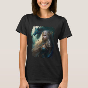T-shirt Elven Warrior Elf Princess Dragon Imaginaire Vinta
