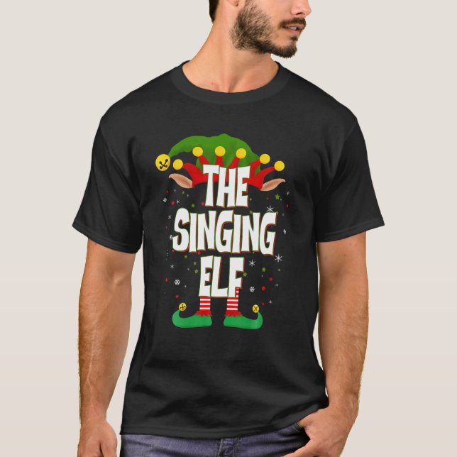 T-shirt Elves Group The Singing Elf Christmas (Devant)
