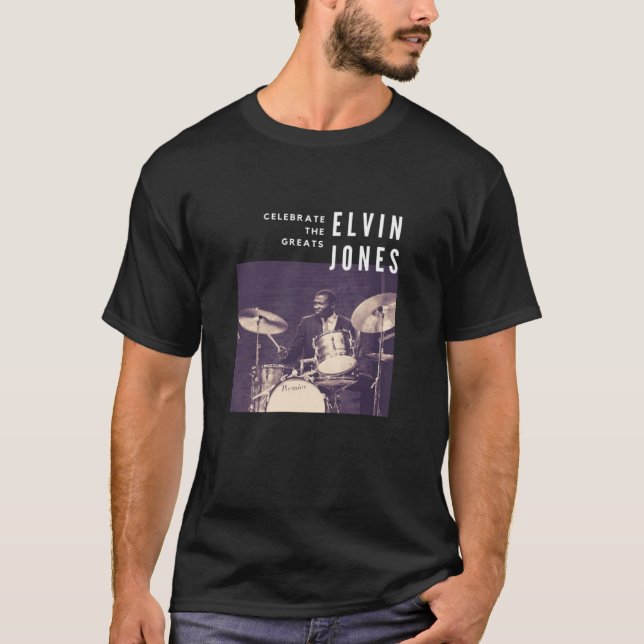 T-shirt Elvin Jones Great Jazz Drummer Musicien (Devant)