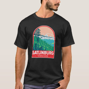 T-shirt Emblème artistique de voyage à Gatlinburg Tennesse