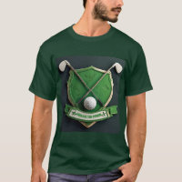Emblème de golf vert avec clubs et balle