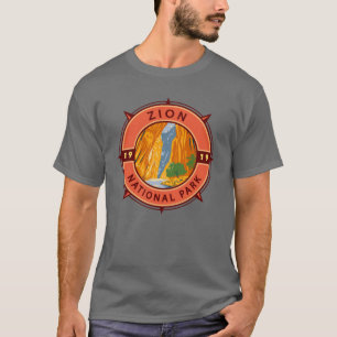 T-shirt Emblème de la boussole rétro du parc national Zion