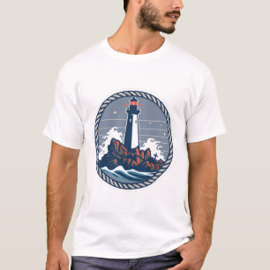 T-shirt Emblème de phare vintage avec Tau Ring