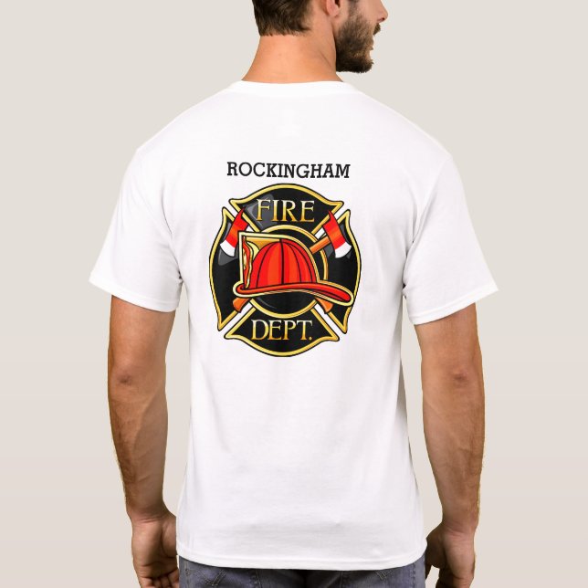 T-shirt Emblème de pompier rouge et noir (Dos)
