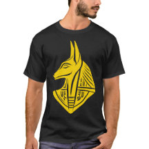 Emblème doré stylisé d'un Anubis