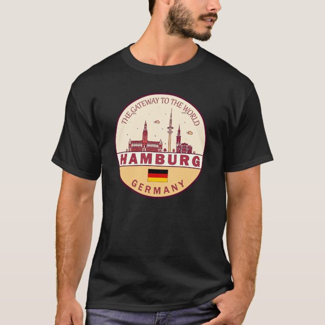 T-shirt Emblème Skyline de Hambourg Allemagne (Devant)