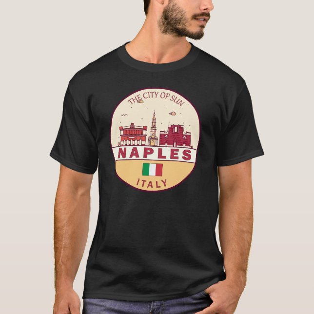 T-shirt Emblème Skyline de Naples Italie (Devant)