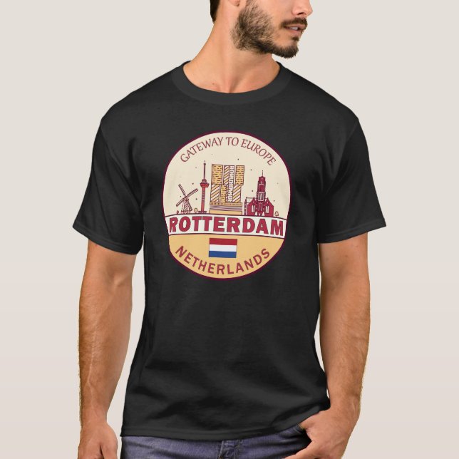 T-shirt Emblème Skyline de Rotterdam Pays-Bas City (Devant)