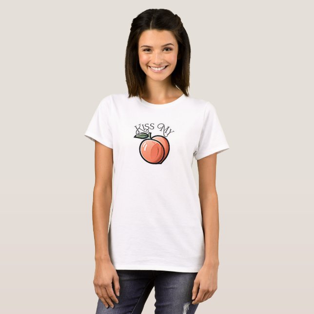 T-shirt Embrasse ma pêche pêche Fruit drôle (Devant entier)