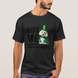 T-shirt Embrasse-moi Je suis Pawsome White Poodle Jour de 