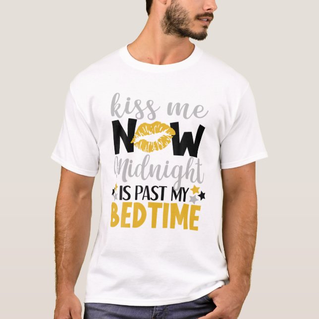 T-shirt Embrasse-moi maintenant minuit passé mon coucher D (Devant)