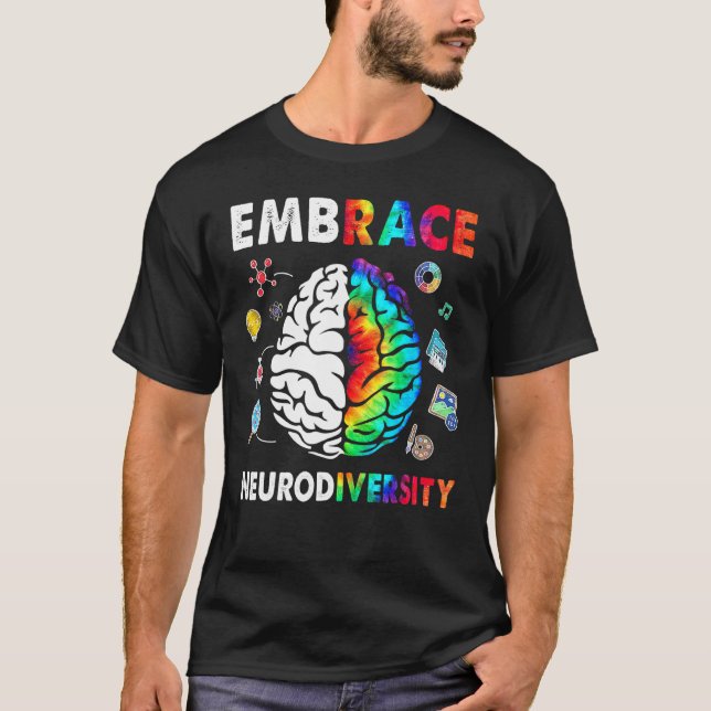 T-shirt Embrasser la neurodiversité Cerveau Embrasser l'Au (Devant)