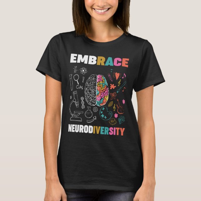 T-shirt Embrassez La Neurodiversité Cerveau Embrassez L'Au (Devant)