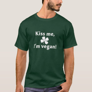 T-shirt Embrassez-moi, je suis végétalien ! (Blanc)