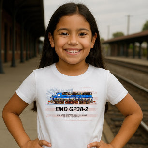 T-shirt EMD GP38-2 Locomotive diesel et drapeau américain