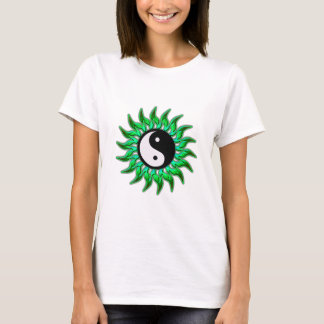 T-shirt Emerald Green Flaming Yin Yang Sun