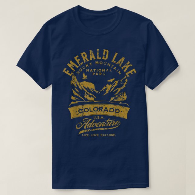 T-shirt Emerald Lake Rocky Mountain National Park Détresse (Design devant)