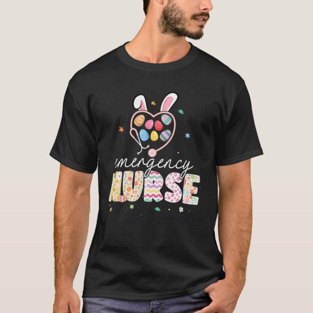 T-shirt Emergency Bunny Nurse Easter Eggs Stethoscope RN N (Devant)