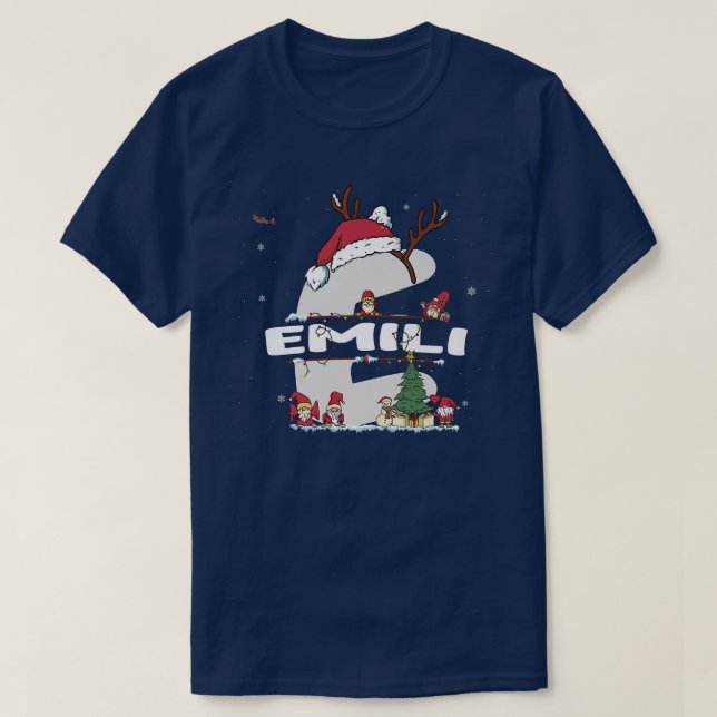 T-shirt Emili Christmas  w Emili Name for funny Xmas Premi (Design devant)